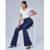 imageIUGA Bell Bottom Jeans for Women High Waisted Stretchy Pull On Flare Jeans Wide Leg Leggings Tummy Control Flare PantsDark Blue