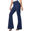imageIUGA Bell Bottom Jeans for Women High Waisted Stretchy Pull On Flare Jeans Wide Leg Leggings Tummy Control Flare PantsDark Blue