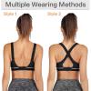 imageIUGA High Impact Sports Bras for Women High Support Large Bust Womens Sports Bras Strappy Padded Sports Bra Crisscross Back Yoga Bras Carbon Black