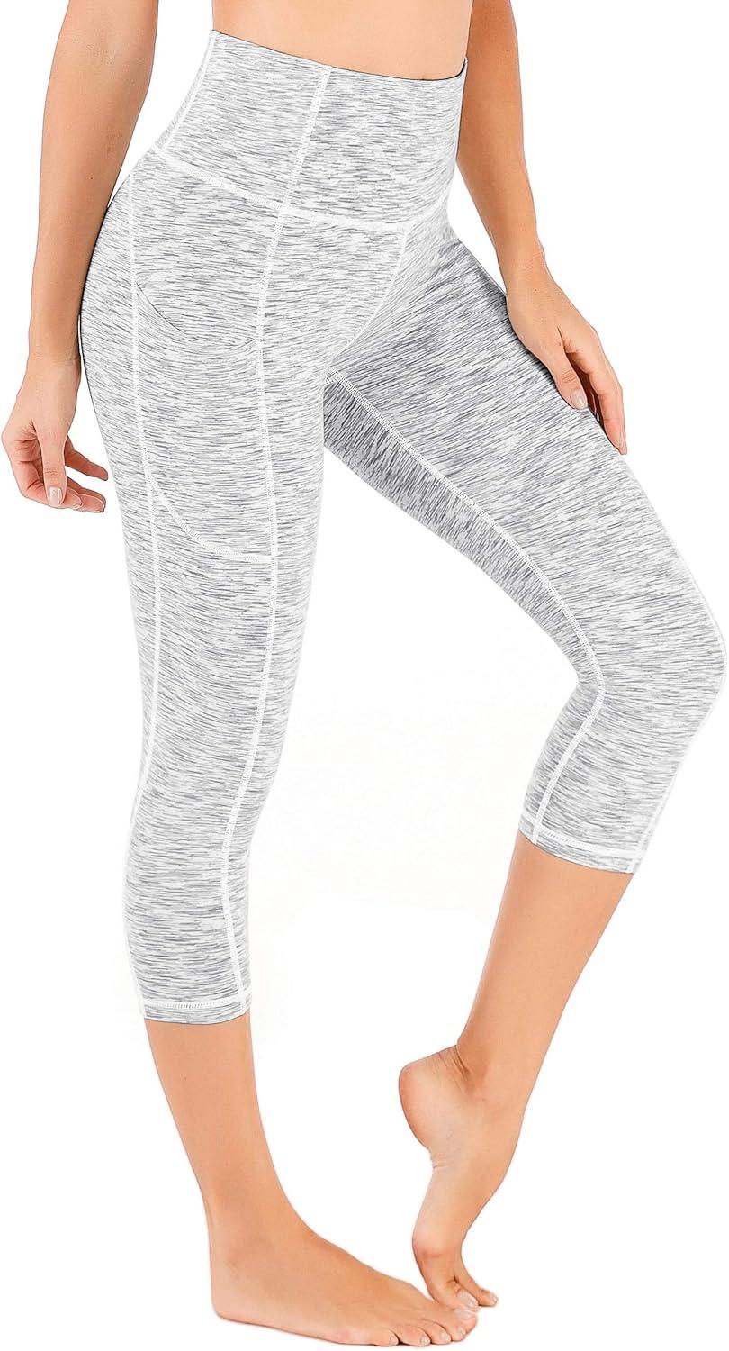 imageIUGA High Waisted Yoga Pants for Women with Pockets Capri Leggings for Women Workout Leggings for Women Yoga CaprisSpace Dye White