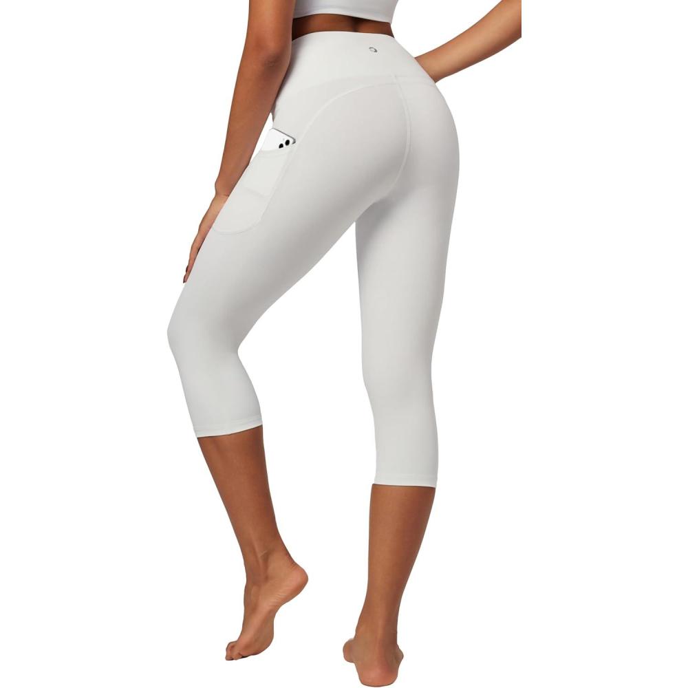 imageIUGA High Waisted Yoga Pants for Women with Pockets Capri Leggings for Women Workout Leggings for Women Yoga CaprisWhite