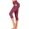 imageIUGA High Waisted Yoga Pants for Women with Pockets Capri Leggings for Women Workout Leggings for Women Yoga CaprisMaroon