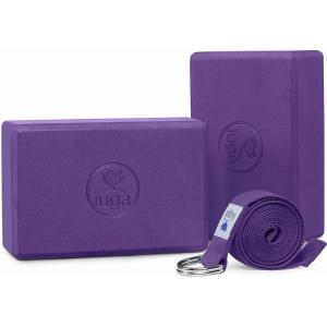 imageIUGA Yoga Block 2 Pack with Yoga Strap High Density Yoga Blocks 9x6x3to Improve Strength Flexibility and Balance Light Weight and NonSlip Surface for Yoga Pilates and Meditation