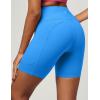 imageIUGA Biker Shorts Women 6quot Tummy Control Workout Shorts Women with Pockets High Waisted Yoga Running Gym Spandex CompressionAzure