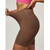 imageIUGA Biker Shorts Women 6quot Tummy Control Workout Shorts Women with Pockets High Waisted Yoga Running Gym Spandex CompressionBrownie