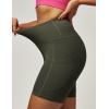 imageIUGA Biker Shorts Women 6quot Tummy Control Workout Shorts Women with Pockets High Waisted Yoga Running Gym Spandex CompressionMoss Green