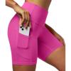 imageIUGA Biker Shorts Women 6quot Tummy Control Workout Shorts Women with Pockets High Waisted Yoga Running Gym Spandex CompressionHot Pink