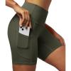 imageIUGA Biker Shorts Women 6quot Tummy Control Workout Shorts Women with Pockets High Waisted Yoga Running Gym Spandex CompressionMoss Green