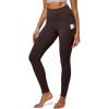 imageIUGA Leggings with Pockets for Women High Waisted Yoga Pants Women Tummy Control Workout Compression Running LeggingsBrown
