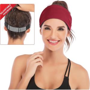 imageIUGA Adjustable Headbands for Women Non Slip Stretchy Workout Sweatbands for Sports Yoga Fitness Running Hairbands Bike Helmet Friendly Fits All Women ampamp MenRED NEW