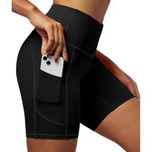 imageIUGA Biker Shorts Women 6quot Tummy Control Workout Shorts Women with Pockets High Waisted Yoga Running Gym Spandex CompressionBlack