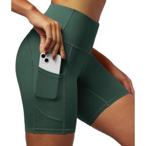 imageIUGA Biker Shorts Women 6quot Tummy Control Workout Shorts Women with Pockets High Waisted Yoga Running Gym Spandex CompressionDark Green