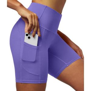 imageIUGA Biker Shorts Women 6quot Tummy Control Workout Shorts Women with Pockets High Waisted Yoga Running Gym Spandex CompressionLavender