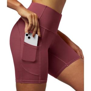imageIUGA Biker Shorts Women 6quot Tummy Control Workout Shorts Women with Pockets High Waisted Yoga Running Gym Spandex CompressionWine