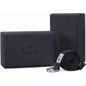 imageIUGA Yoga Blocks 2 Pack With Strap Non Slip High Density 9quotx6quotx3quot Solid ampamp Cork Yoga Block With Yoga Strap to Improve Strength Balance for Yoga Pilates MeditationBLACK