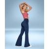 imageIUGA Bell Bottom Jeans for Women High Waisted Stretchy Flare Jeans Pull On Wide Leg Jean Woman V Cross Flare Leggings PantsDark Blue