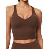 imageIUGA Buttery Adjustable Workout Tank Tops Woman with Built in Bra Y Back Longline Sports Bra Athletic VNeck Crop TopsBrown