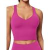 imageIUGA Buttery Adjustable Workout Tank Tops Woman with Built in Bra Y Back Longline Sports Bra Athletic VNeck Crop TopsHot Pink