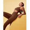 imageIUGA No Front Seam Leggings with Pockets for Women Buttery Soft Tummy Control Workout Leggings High Waisted Yoga PantsBrown