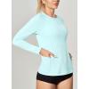 imageIUGA Rash Guard for Women UPF 50 SPF UV Protection Long Sleeve Workout Tops with Pockets Dry Fit Hiking Swim ShirtBasic Shirtspale Turquoise