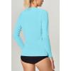 imageIUGA Rash Guard for Women UPF 50 SPF UV Protection Long Sleeve Workout Tops with Pockets Dry Fit Hiking Swim ShirtLight Blue