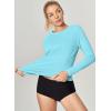 imageIUGA Rash Guard for Women UPF 50 SPF UV Protection Long Sleeve Workout Tops with Pockets Dry Fit Hiking Swim ShirtLight Blue