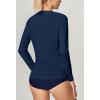 imageIUGA Rash Guard for Women UPF 50 SPF UV Protection Long Sleeve Workout Tops with Pockets Dry Fit Hiking Swim ShirtMidnight Blue