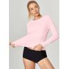 imageIUGA Rash Guard for Women UPF 50 SPF UV Protection Long Sleeve Workout Tops with Pockets Dry Fit Hiking Swim ShirtPink