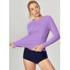 imageIUGA Rash Guard for Women UPF 50 SPF UV Protection Long Sleeve Workout Tops with Pockets Dry Fit Hiking Swim ShirtPurple