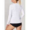 imageIUGA Rash Guard for Women UPF 50 SPF UV Protection Long Sleeve Workout Tops with Pockets Dry Fit Hiking Swim ShirtWhite