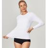 imageIUGA Rash Guard for Women UPF 50 SPF UV Protection Long Sleeve Workout Tops with Pockets Dry Fit Hiking Swim ShirtWhite