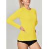 imageIUGA Rash Guard for Women UPF 50 SPF UV Protection Long Sleeve Workout Tops with Pockets Dry Fit Hiking Swim ShirtYellow