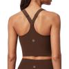 imageIUGA Buttery Adjustable Workout Tank Tops Woman with Built in Bra Y Back Longline Sports Bra Athletic VNeck Crop TopsBrown