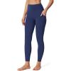 imageIUGA No Front Seam Leggings with Pockets for Women Buttery Soft Tummy Control Workout Leggings High Waisted Yoga PantsBlue