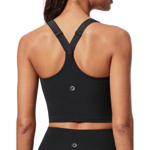 imageIUGA Buttery Adjustable Workout Tank Tops Woman with Built in Bra Y Back Longline Sports Bra Athletic VNeck Crop TopsBlack