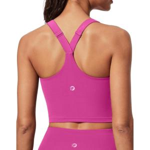 imageIUGA Buttery Adjustable Workout Tank Tops Woman with Built in Bra Y Back Longline Sports Bra Athletic VNeck Crop TopsHot Pink