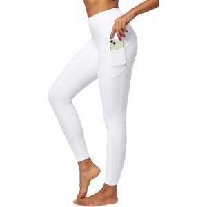 imageIUGA Fleece Lined Leggings Women Thermal Leggings for Women Winter Warm Tights High Waisted Hiking Yoga Pants with PocketsIvory
