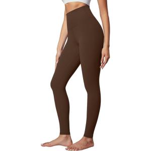imageIUGA High Waisted Leggings for Women Tummy Control Buttery Soft Workout Leggings Compression Gym Yoga LeggingsBrown