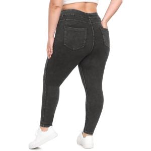 imageIUGA Jeggings for Women Tummy Control Stretchy High Waisted Jeans Pull on Skinny Jean Leggings with Pockets Trendy CasualGray