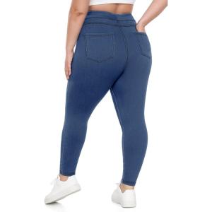 imageIUGA Jeggings for Women Tummy Control Stretchy High Waisted Jeans Pull on Skinny Jean Leggings with Pockets Trendy CasualLight Blue