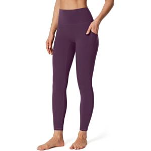 imageIUGA No Front Seam Leggings with Pockets for Women Buttery Soft Tummy Control Workout Leggings High Waisted Yoga PantsDeep Purple