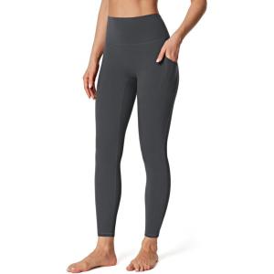 imageIUGA No Front Seam Leggings with Pockets for Women Buttery Soft Tummy Control Workout Leggings High Waisted Yoga PantsInk Gray