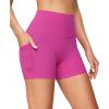 imageIUGA Biker Shorts Women with Pockets No Front Seam 4quot Yoga Spandex Shorts Women Workout Running High Waisted Tummy ControlPink