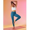 imageIUGA High Waist Yoga Pants with Pockets Leggings for Women Tummy Control Workout Leggings for Women 4 Way StretchPeacock Blue