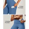 imageIUGA High Waist Yoga Pants with Pockets Leggings for Women Tummy Control Workout Leggings for Women 4 Way StretchSteel Blue