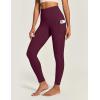 imageIUGA High Waist Yoga Pants with Pockets Leggings for Women Tummy Control Workout Leggings for Women 4 Way StretchWine Red