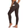imageIUGA High Waist Yoga Pants with Pockets Leggings for Women Tummy Control Workout Leggings for Women 4 Way StretchEspresso