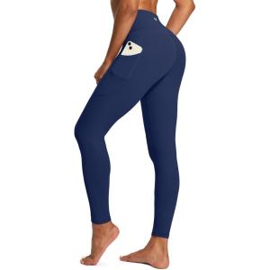 imageIUGA High Waist Yoga Pants with Pockets Leggings for Women Tummy Control Workout Leggings for Women 4 Way StretchDark Blue