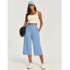 image:imageIUGA Capri Pants for Women High Waisted Wide Leg Casual Lounge Summer Pant Capris Adjustable Drawstring with PocketsAqua Blue