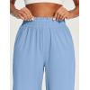 image:imageIUGA Capri Pants for Women High Waisted Wide Leg Casual Lounge Summer Pant Capris Adjustable Drawstring with PocketsAqua Blue